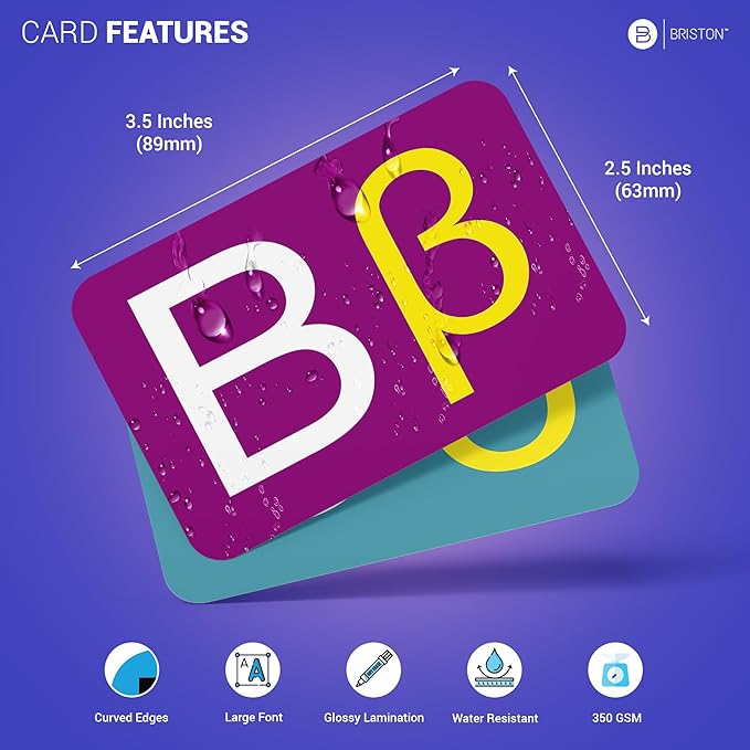 Briston Biblical Greek Alphabet Flash Cards with Audio – 37 Language Learning Cards for Biblical Study, Alphabet Pronunciation & Transliteration – Includes Chart, Waterproof, Glossy & Durable Set