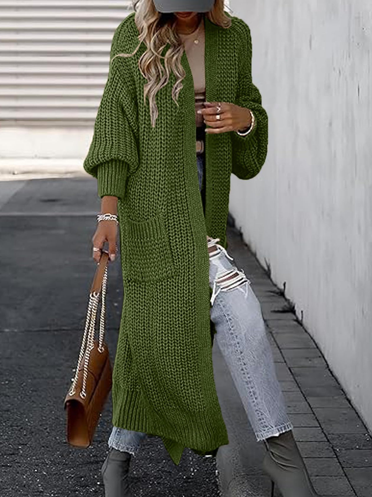 AUGCONE Women's Oversized Cardigans Sweater Long Coat Knit Fall Winter Cozy Outfits with Pockets