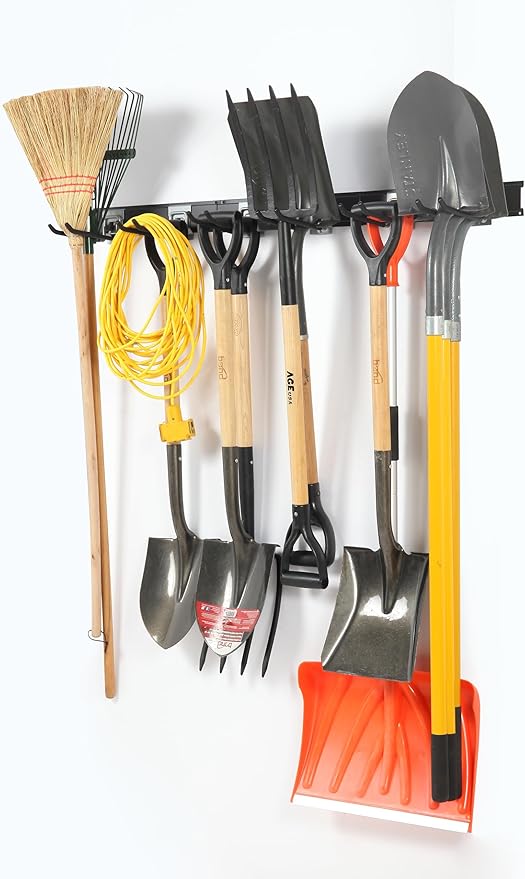 Clamping Garage Wall Organizers, 48inch Wall Mount Folding Chair Rack Tool Holder, Heavy Duty Garage Storage Tool Rack, Shovel Hangers Yard Tool Hook, Hold Up to 420lbs (48Inch Grey)