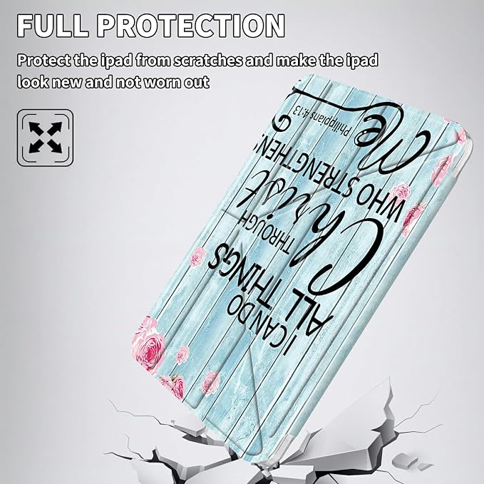 for iPad 10.2 &amp 10.5/iPad 9th/8th/7th Generation 10.2 2021 2020 2019 Case Mutil Angles Folding Y-Shaped Stand Cover with Pencil Holder Auto Wake/SleepAmerican Flag and Cow