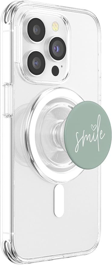 Smile Positive Inspirational Quote - Pastel Sage Green PopSockets Adhesive PopGrip
