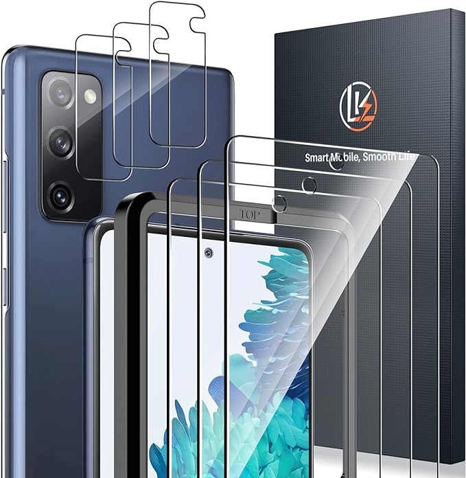 LK 3+3 Pack Samsung Galaxy S20 FE Screen Protector + Camera Lens Protector | 9H Tempered Glass Easy Installation [Not Fit for Galaxy S20]
