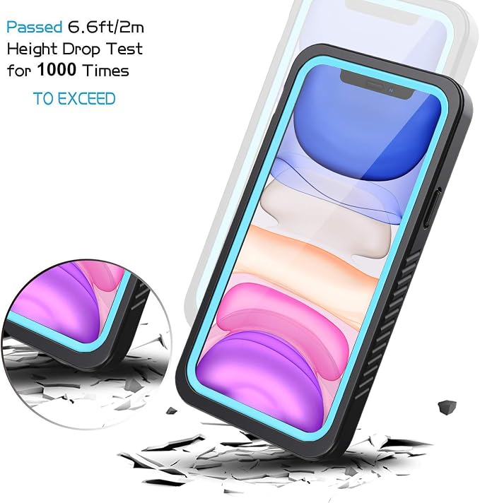 Lanhiem for iPhone 11 Case IP68 Waterproof Dustproof Case with Built-in Screen Protector Heavy Duty Full Body Protective Clear Back Phone Cover for iPhone 11 (Black)
