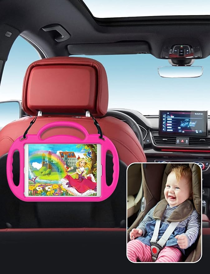 SUPLIK Kids Case for iPad 5th/6th Generation (9.7 inch 2017/2018) iPad Air 1 &amp Air 2 &amp Pro 9.7 Case with Shoulder Strap Handle Stand for Apple iPad 5/6 &amp iPad Air 1st/2nd Gen Black