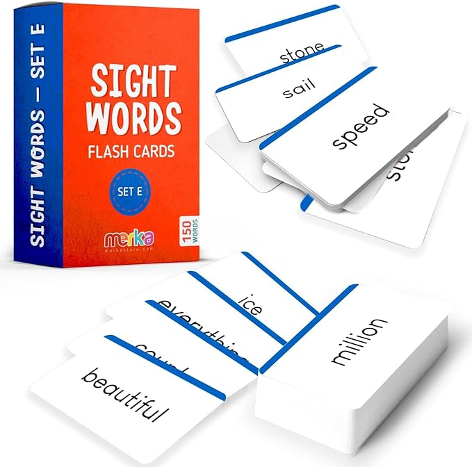 Merka First Grade Sight Words Flash Cards - 150 Laminated Cards - High-Frequency Dolch & Fry Words for Reading & Phonics Practice - Homeschool & Classroom Learning Tool