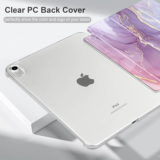 MecBevia Case for iPad (A16) 11th Generation 11 Inch (2025) iPad 10th Generation 10.9 Inch (2022) Hard PC Back Cover Auto Wake/Sleep Pastel Waves