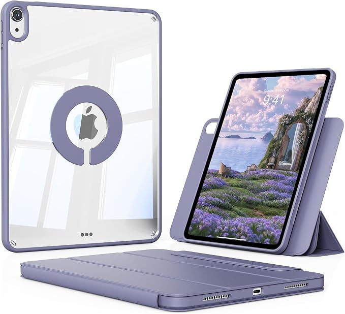 Detachable Case for iPad A16 11th Gen 2025 &amp iPad 10th 2022 Black | Slim Clear hard back TPU frame folio stand Pencil holder and auto wake/sleep for daily school work and light travel use