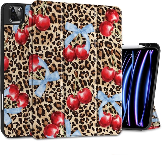 Case for iPad Pro 12.9 inch 6th Generation 2022 Built-in Pencil Holder + Trifold Stand + Auto Wake/Sleep + Protective Cover for iPad Pro 12.9 5th/4th/3rd Gen- Bear