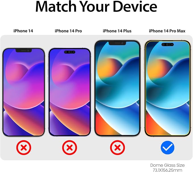 DOME GLASS Whitestone [Perfect Full Coverage] Tempered Glass Screen Protector for iPhone 14 Plus with UV lamp [2Pack]
