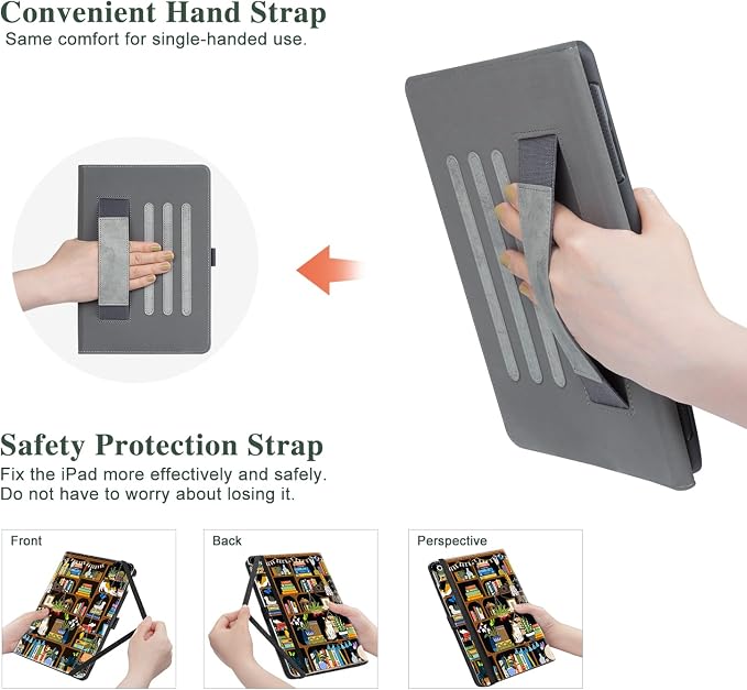 Vimorco for iPad 9th/8th/7th Generation Case 10.2-inch Pencil Holder/Pocket | for iPad Air 3rd Generation Case 10.5-inch for iPad Pro 10.5 Inch Cases Hand Strap Adjustable Angle Beach Path Scenery