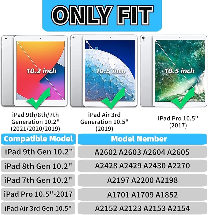 Case for iPad 10.2/10.5，iPad 9th/8th/7th Gen，for iPad 10.2 inch 2021/2020/2019/iPad Air 3rd Gen/Pro 10.5 - Slim Fit Standing Cover with Auto Sleep/Wake，Enchanted Forest 2