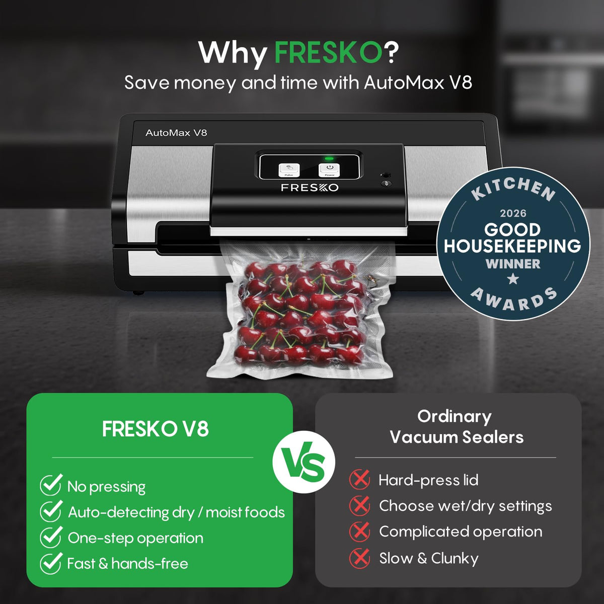 FRESKO Automatic Vacuum Sealer for Food, Hands-Free Operation