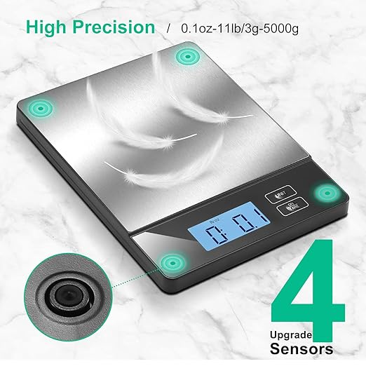 Smart Food Scale with Nutritional Calculator, Digital Kitchen Scale with Bluetooth App for Weight Loss, Food Weight Scale for Diet, Keto, Macro, Calories Counting, Tracking, Stainless Steel