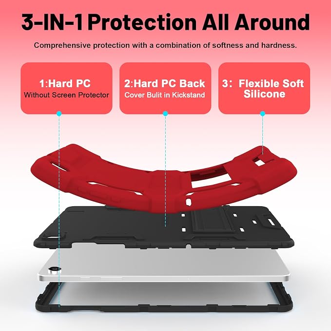 Case for Samsung Galaxy Tab A11+/A11 Plus 11” 2026 Samsung Galaxy Tab A9+/A9 Plus 11” 2024 Model Heavy Duty Shockproof Hard High Impact Protective Case Black