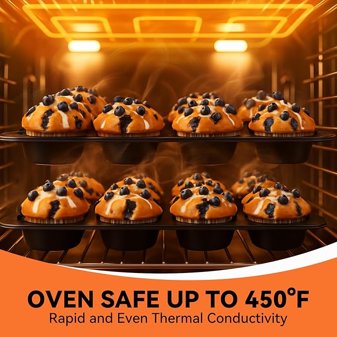 Yoehka 2 Pack Muffin Pan for Baking, Non-stick Cupcake Pan Set, Black