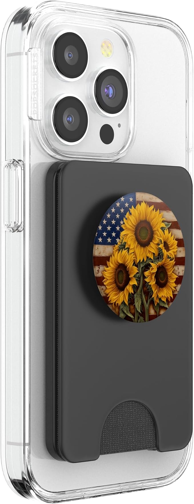 American Flag with Sunflowers PopSockets Adhesive PopGrip