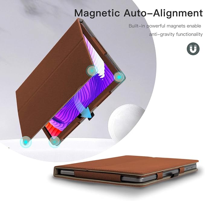 Tablet Case Cover for T-Mobile REVVL Tab 2 Android 15 Tablet 10.1 inchMulti-Viewing AnglesSlim Light Shell Stand Cover for T-Mobile REVVL Tab 2 with Hand Strap&amp Pencil HolderBrown