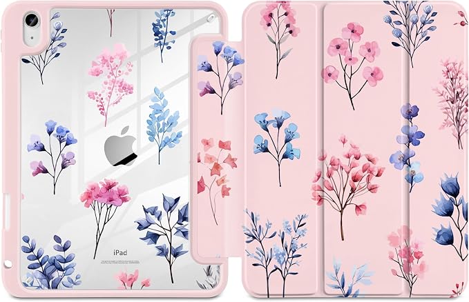 Case for iPad (A16) 11th Generation 11 inch 2025 /iPad 10th Gen 10.9 2022 - Aesthetic Cute Preppy Design Trifold Cover with Soft TPU Bumper Clear Back Auto Sleep/Wake Waves