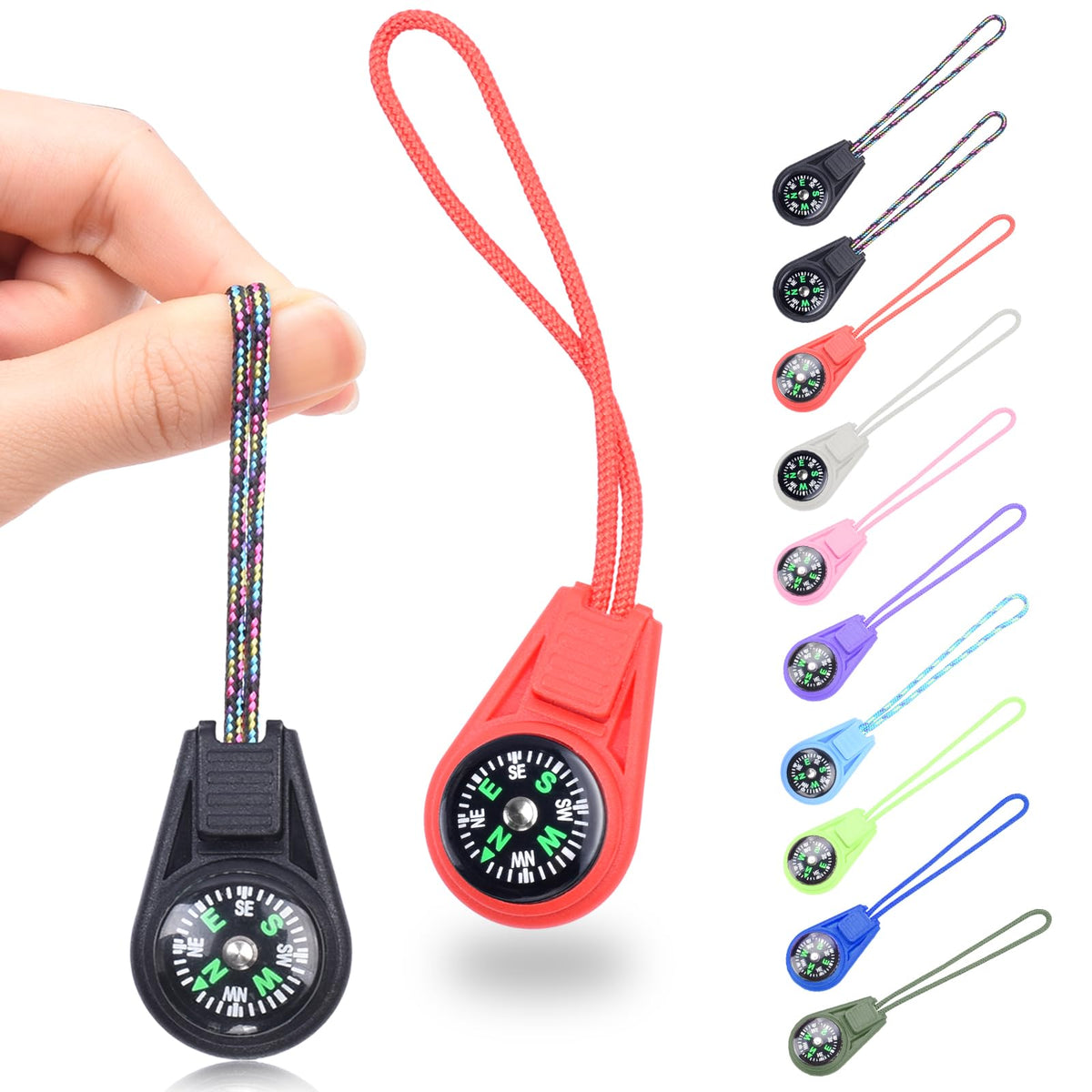 10 Pack Kids Compass - Mini Compass for Kids & Children's Classroom Navigation, Plastic Compass for Party Favors/Hiking/Boy Scout/Outdoor Survival (Mix)