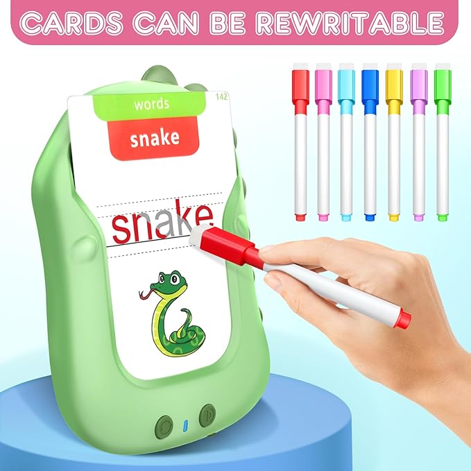 Toddler Toys Talking Flash Cards With Drawing for Toddlers 3-8 Years, 224 Sight Words for Montessori Learning, Pocket Speech Therapy & Autism Sensory Toys for Kids Educational Flashcards for Boys Gift