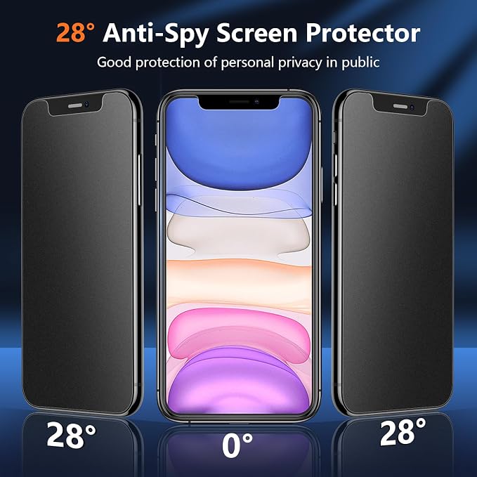 [2 Pack] Matte Privacy Glass Screen Protector Designed for iPhone 11 / iPhone XR Anti-Glare Anti-Fingerprint Install Frame 9H Tempered Glass