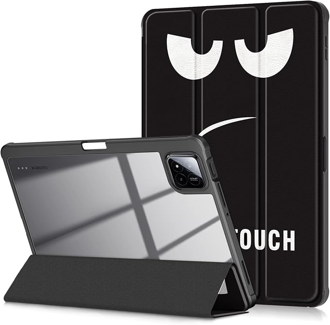 Case Compatible with Xiaomi pad 7/7 Pro 11.2 2024Slim Drop Protection Tri-Fold with Hard Shell Transparent Back and Pen Holder Stand Smart Cover with Auto Wake/SleepBlack