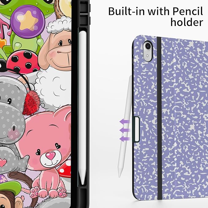 Case for iPad (A16) 11th Generation 11 Inch (2025) Cute iPad 10th Generation Case 10.9 (2022) Girly Premium Leather Folio Stand Protective Cover with Pencil Holder &amp Pocket Animals