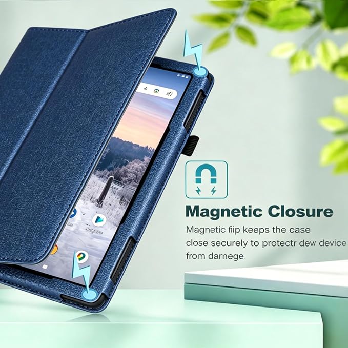 Case for T-Mobile Revvl Tab 2 Tablet - Folio Premium PU Leather Protective Stand Cover with Auto Sleep/Wake Almond Blossom