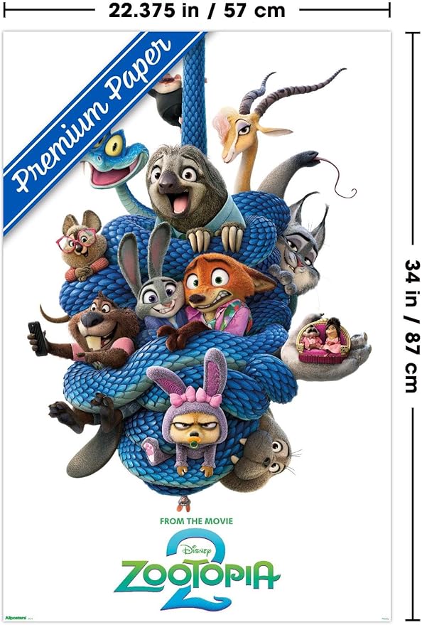 Disney Zootopia 2 (2025) - Group One Sheet Wall Poster, 34L" x 22.4W", Premium Poster & Clip Bundle