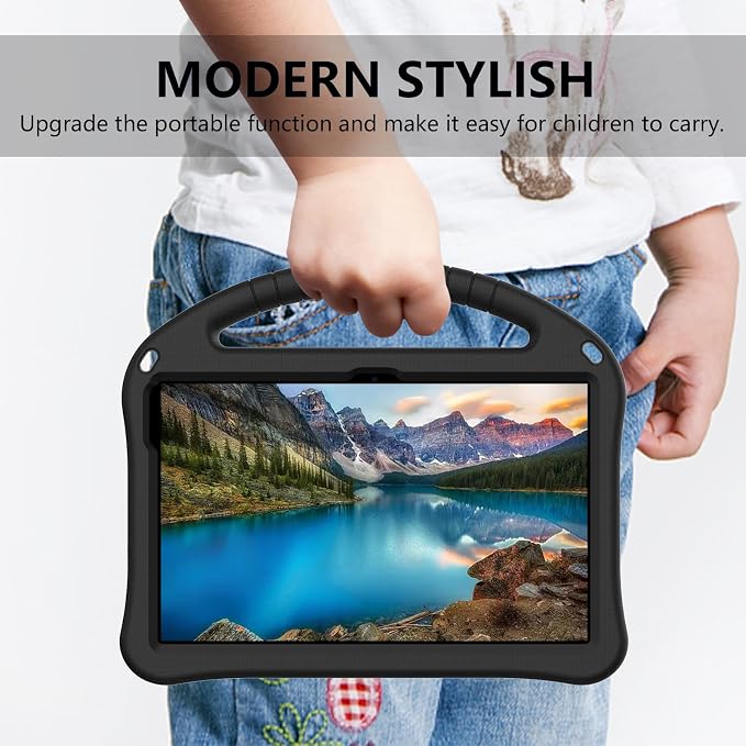 YRH for Urao C107 10.1 inch Tablet Case 2024 Kids EVA Shockproof Cover with Handle Kickstand for Urao Android Tablet 10.1'' (Black)