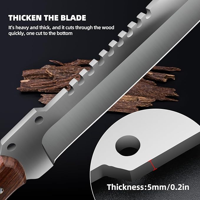 Outdoor Short Machete with Sheath for Cutting Trees, for Yard Work and for urvival Machete Ideal for Gardening,Camping, Fishing, Hunting, Bushcraft