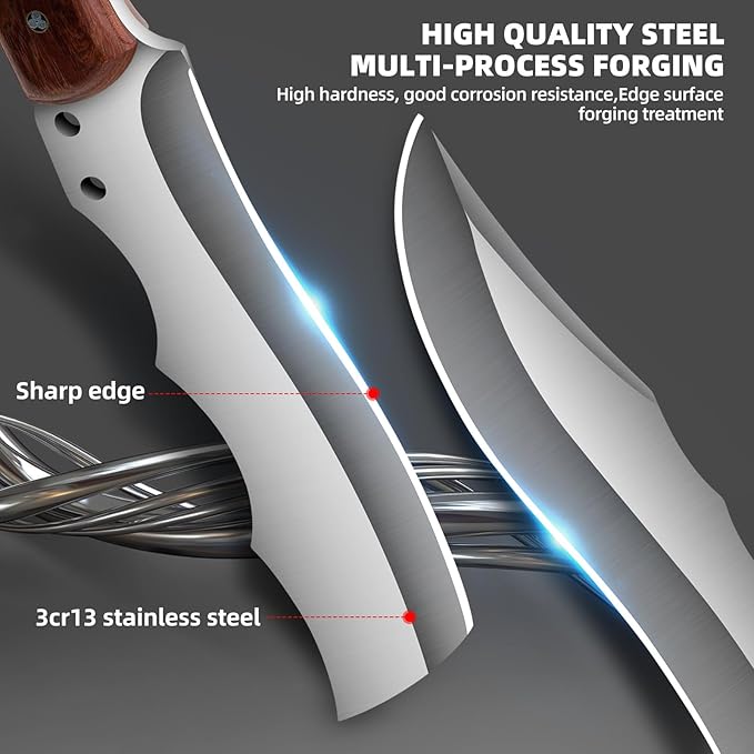 Outdoor Short Machete with Sheath for Cutting Trees, for Yard Work and for urvival Machete Ideal for Gardening,Camping, Fishing, Hunting, Bushcraft