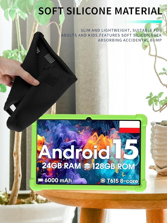 Case for Raemond K80 Tablet 10 Inch Android 15WUNIAK Hollow Back DesignHeat Dissipation Shockproof Lightweight Adjustable Kickstand Silicone Shell&ampKids Friendly Soft CaseBlack