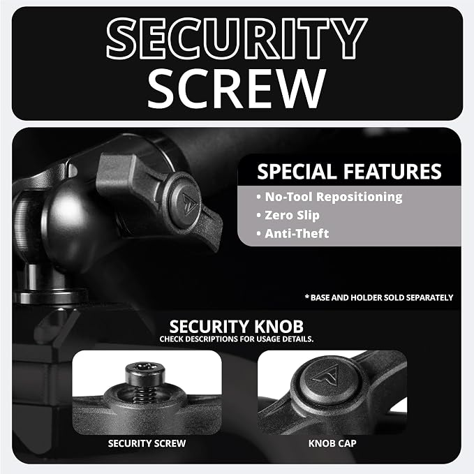 Tackform 10 Long 20mm Ball and Socket Arm DuraLock 20 Series Aluminum Tube Arm | Dual 20mm Sockets and Optional Anti-Theft Knobs | Black
