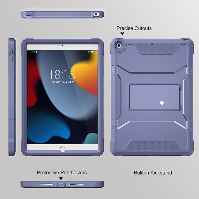 DTTO Case for for iPad 9th/8th/7th Generation 10.2-inch Black | Durable Shockproof Protective Cover Built-in Screen Protector &amp Kickstand Corner Protection