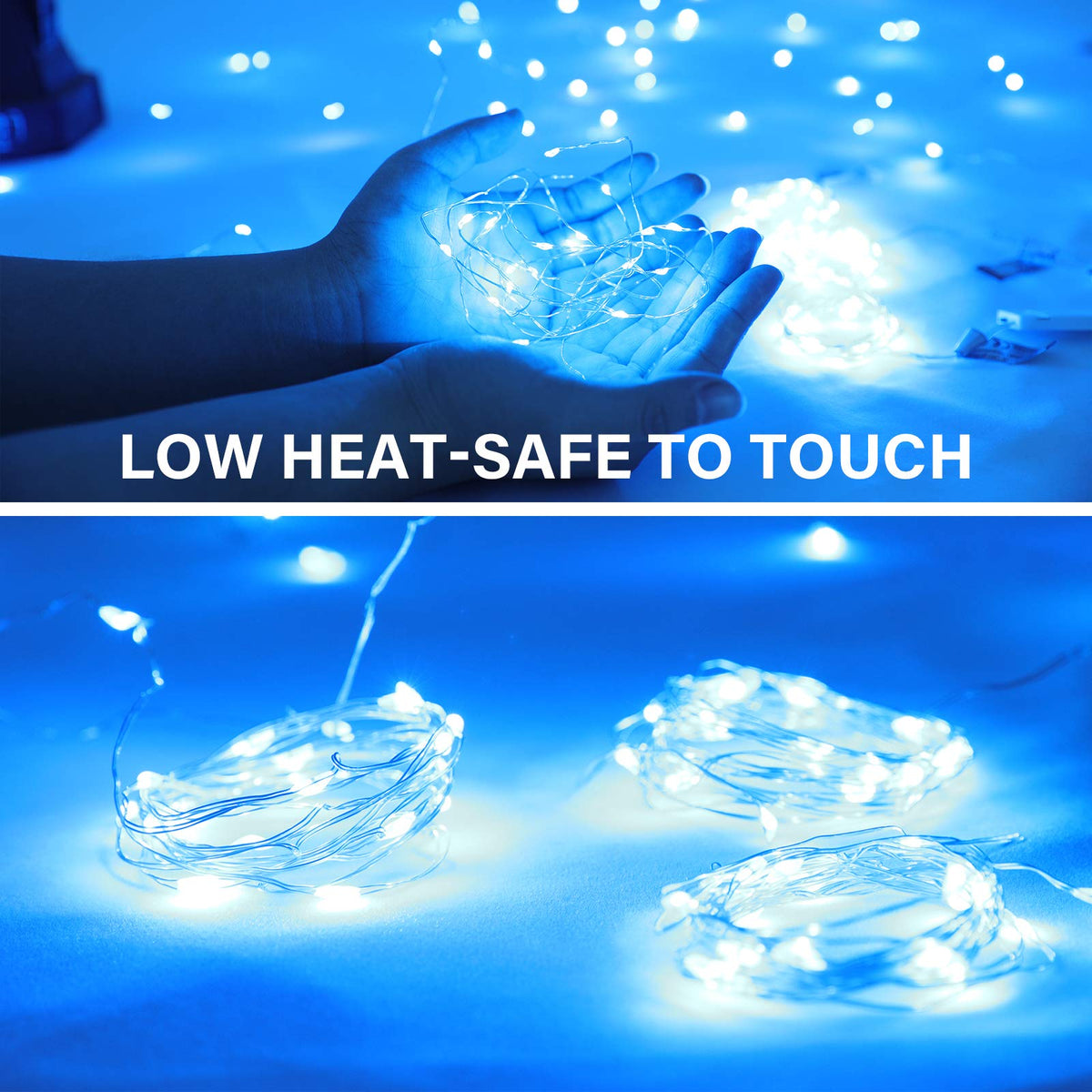Onforu 16 Pack Blue Fairy Lights Battery Operated String Lights, 6.5ft 20 Mini LED Lights, IP67 Waterproof Twinkle Lights for Mason Jar Wedding Centerpiece Decor Christmas Bedroom
