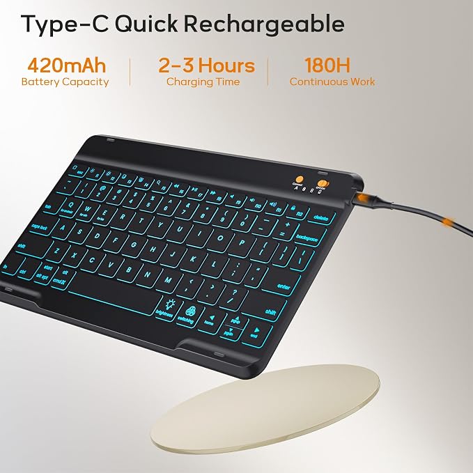 BLUTLOTUS Keyboard case for iPad 9th/8th/7th Generation 10.2 Inch - Backlit Wireless Detachable Folio Keyboard Cover with Pencil Holder for iPad 9th/8th/7th Gen Air 3rd Generation 10.5 Inch