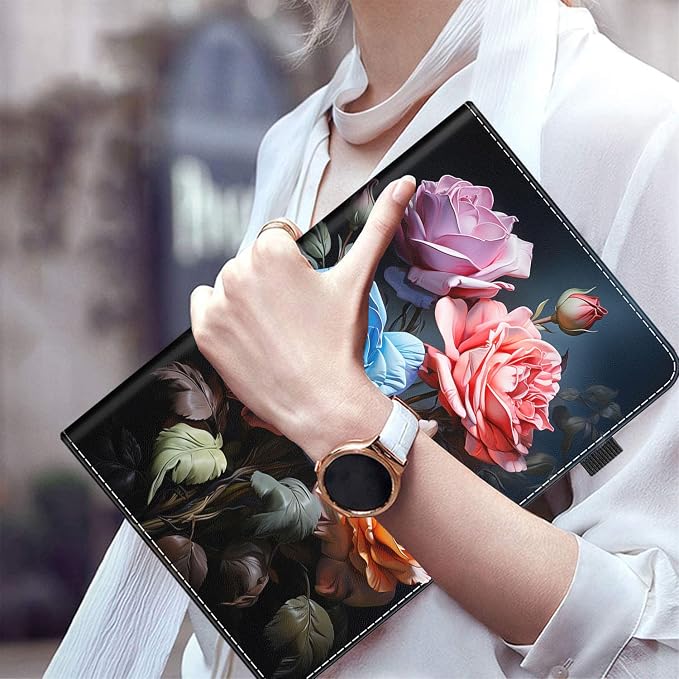 Case for All-New Amazon Fire HD 10 and 10 Plus Tablet (13th/11th Generation 2023/2021 Release) 10.1 Multi-Angle Smart Stand Cover Auto Sleep/Wake Skull and Fire
