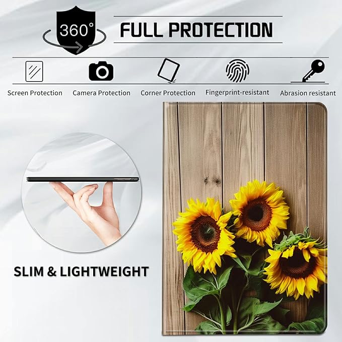 Case for Samsung Galaxy Tab A9 Plus 2023/A11 Plus 2025 11 inch Lightweight Protective PU Leather Smart Stand Cover with Auto Wake Sleep Tablet Case Cover - American Flag &amp Fish