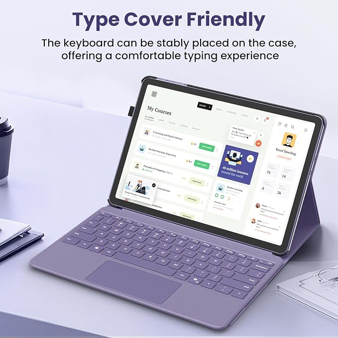 MoKo Case for Microsoft Surface Pro 12 Inch 1st Edition 2025 Gray | Lightweight Protective Business Cover Multi-Angle Stand Pocket Stylus Holder Compatible with Type Cover Keyboard