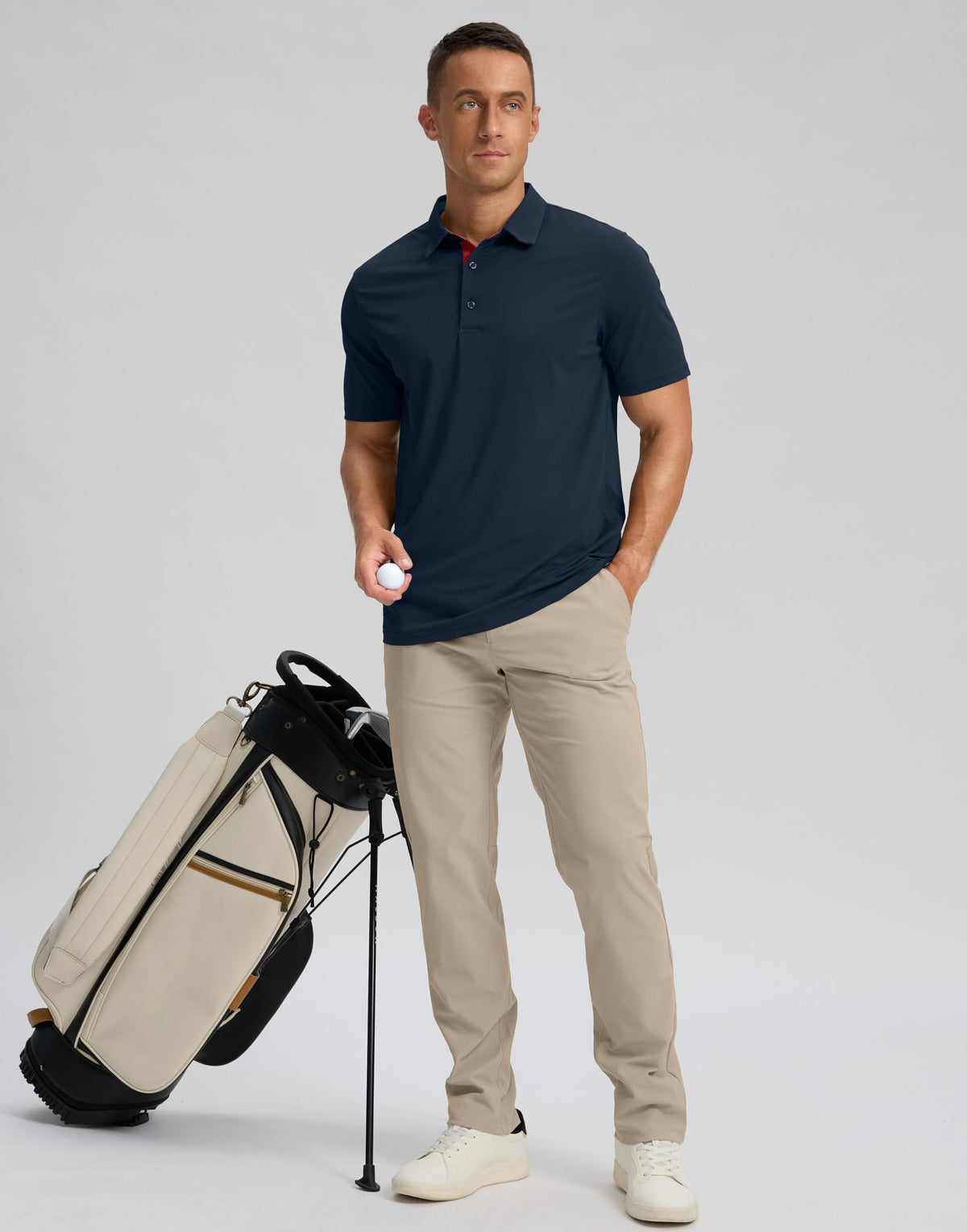 Men's Golf Polo Shirts Dry Fit Short Sleeve Shirt, Navy, S