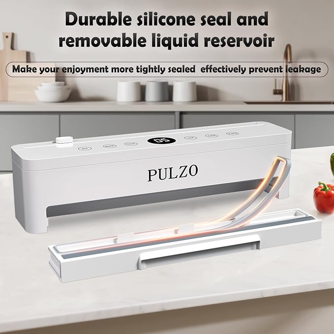 Vacuum Sealer Machine, 85KPa True-Auto Vacuum Sealer for Food, Dry/Wet Modes, External Sliding Blade, Removable Drip tray, Includes Free Bags (25 Pre-cut)