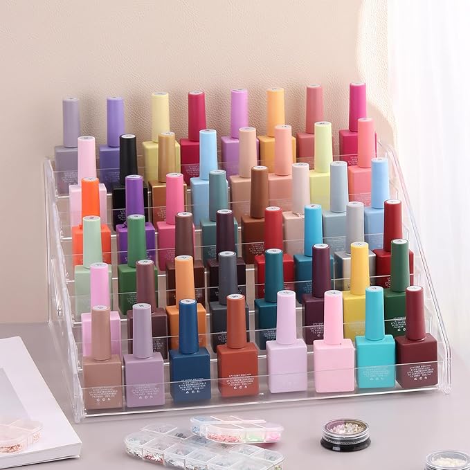 Nail Polish Organizer Clear Acrylic Eyeglasses Display Holder Essential Oil Storage Rack Makeup Stand Tray - 6 Layer