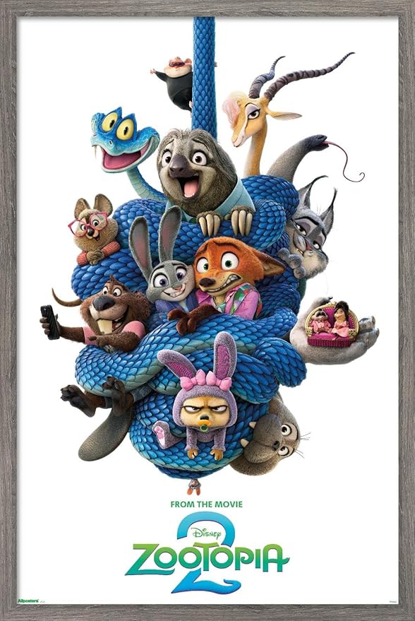 Disney Zootopia 2 (2025) - Group One Sheet Wall Poster, 22.4L" x 14.7W", Barnwood Framed Version
