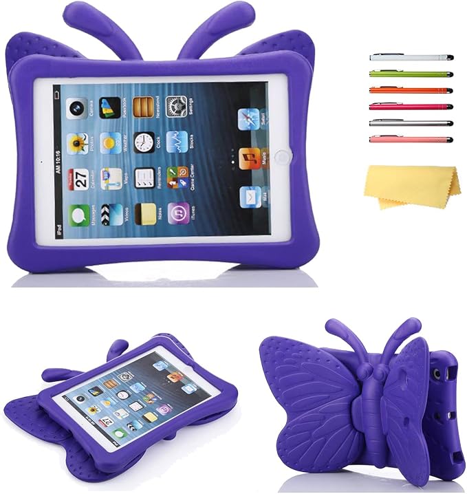 Kids Case for 7.9 iPad Mini 5/4/3/2/1 Silicone Shockproof Cover with Handle Kickstand Black