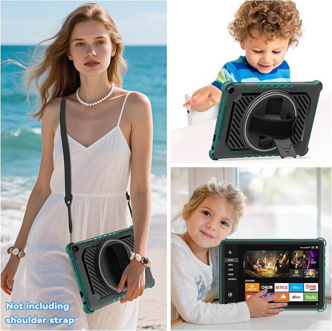 for Fire HD 10 &amp HD 10 Plus Tablet Case 13th Generation | with 360 Rotating Kickstand Hand Strap(No Screen Protector)