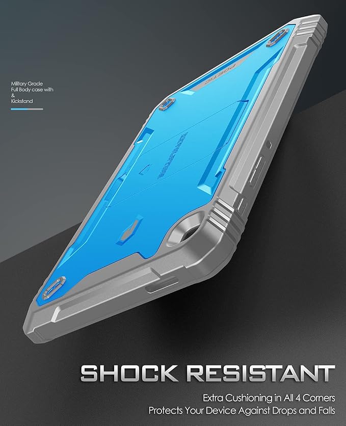 Poetic Revolution Case Designed for Galaxy Tab A7 Lite 8.7 with Screen Protector &amp Kickstand Full Body Heavy Duty Rugged Shockproof Drop Protection Protective Case Cover Blue/Gray