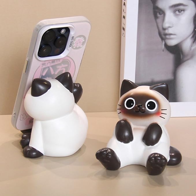BOLLEY JOSS Desk Cell Phone Holder Stand Pink Sofa with Cute Cat Kitty for Office Free You Hands Home Ornament
