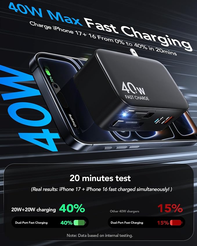 4-in-1 Retractable USB C Wall Charger40W Fast Charging for Multi-Device | Retractable ChargerFoldable PlugExtra USBC &amp A PortsDual 35.5in CablesMultiple Devices Charger for iPhone/Galaxy/Pixe