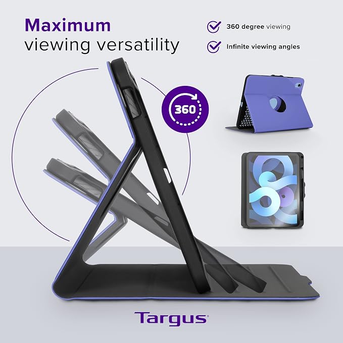 Targus VersaVu iPad 10th Generation Case 2022 iPad 10.9 Inch Case 10 Case 360 Degree Rotating Military Grade Drop Protection Cover for 10.9â€ 10th Gen 2022 Magnetic Close Black (THZ935GL)